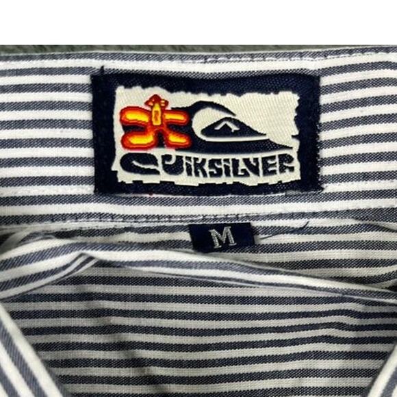 Men’s Quiksilver Medium Blue/White Striped Short-Sleeve Shirt NWT - Picture 3 of 11
